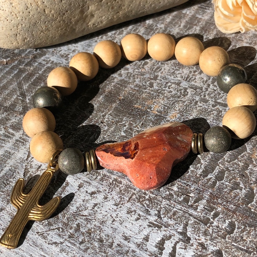 🌵Desert Cactus Gemstone Stretch Bracelet🌵